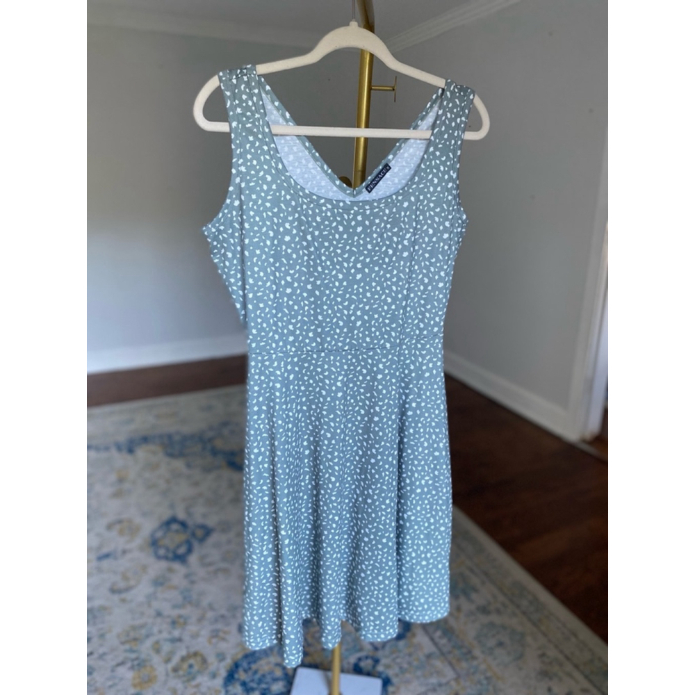 Fensace Sage Green Speckle Print Fit & Flare Sleeveless Dress Spring Easter Boho